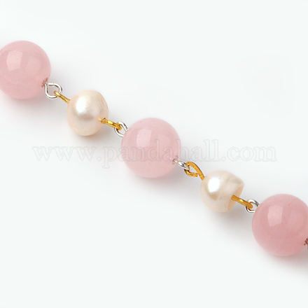 Rondes à la main de perles de pierres précieuses chaînes de colliers bracelets faisant AJEW-JB00058-03-1