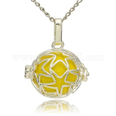 Silver Color Plated Brass Hollow Round Cage Pendants KK-J231-05S-1
