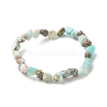 Natural Larimar Beads Stretch Bracelet for Kids BJEW-JB07031-06-1