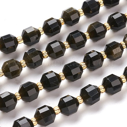 Naturale lucentezza dorata perle di ossidiana fili G-K303-A30-8mm-1
