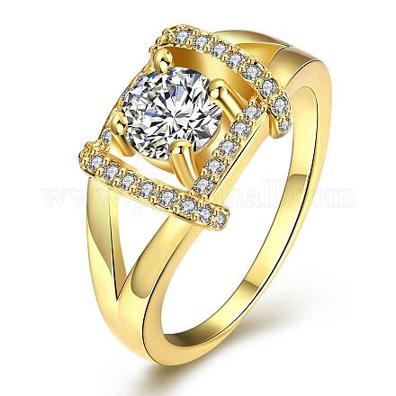 Романтические полые настоящие 18k позолоченные латунные кольца из циркония для женщин RJEW-BB05993-8G-1