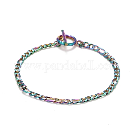 Ion Plating(IP) Rainbow Color 304 Stainless Steel Chain Bracelets for Women or Men BJEW-A039-03MC-1