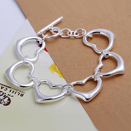Brass Heart Link Bracelets For Women BJEW-BB12501-1