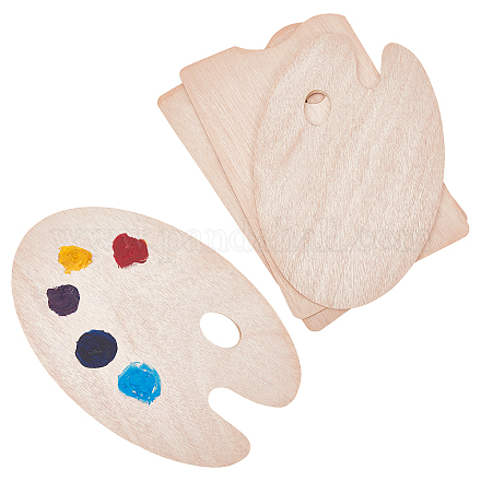 CHGCRAFT 4Pcs 2 Styles Wooden Color Palette WOOD-CA0001-21-1