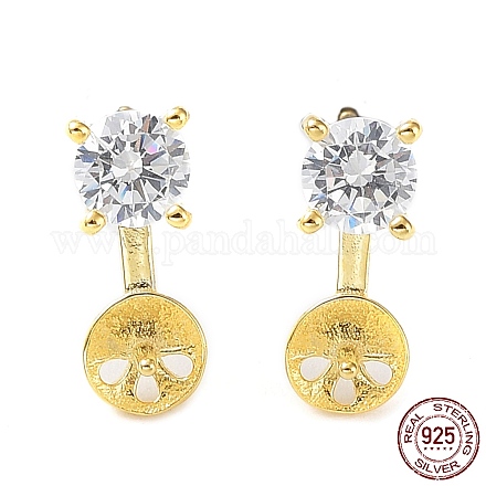 925 Sterling Silver with Cubic Zirconia Stud Earring Findings STER-G036-05G-1
