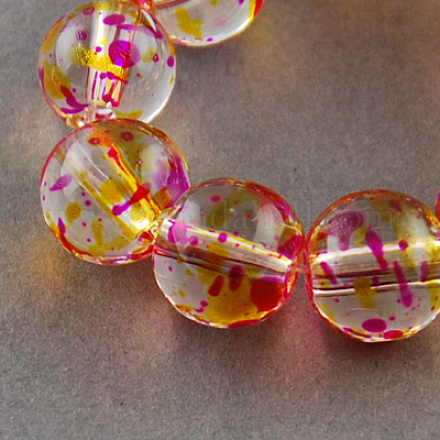 Two Tone Spray Painted Transparent Glass Bead Strands DGLA-R027-10mm-02-1