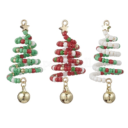 3 шт. большие подвески на елку из двухцветного стеклянного бисера PALLOY-TA00330-1