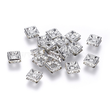 Abalorios de latón Diamante de imitación espaciador RB-A013-6x6-01P-NF-1