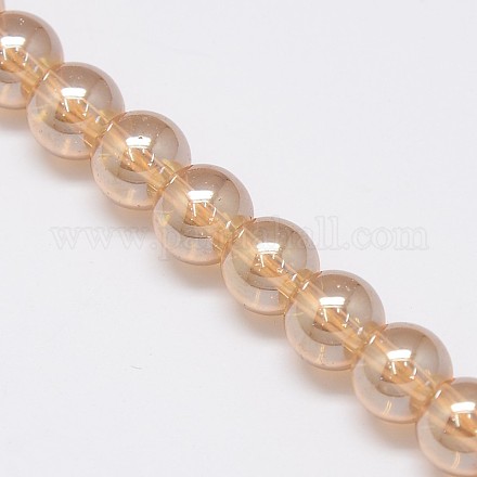 Electroplate Crystal Glass Round Beads Strands EGLA-F037-10mm-A01-1