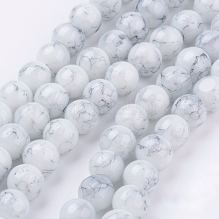 Spray Painted Glass Bead Strands GLAD-S075-8mm-65-1