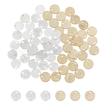 HOBBIESAY 60pcs Brass Flat Round Blank Tag Charms Golden and Silver Round Textured Stamping Tags Bracelet Making Jewelry Makes Amulets Bracelet Making for Jewelry Earrings Bracelet Making KK-DC0002-25-1