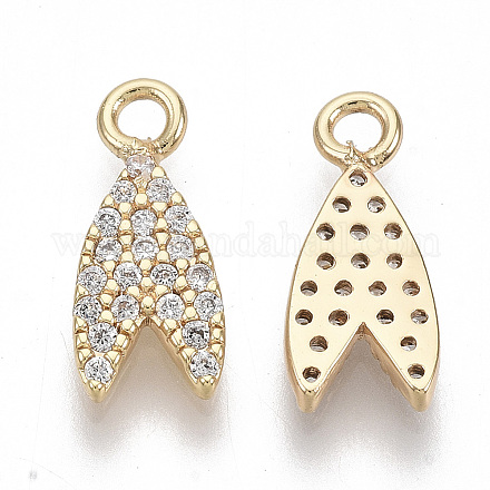 Brass Micro Pave Clear Cubic Zirconia Charms KK-S355-012-NF-1