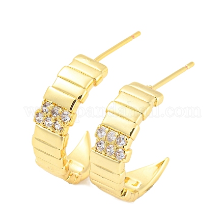 Rack Plating Brass Cubic Zirconia Arch Stud Earrings EJEW-K245-41G-1
