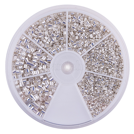 Pandahall environ 3000 pièces en laiton argenté tube à sertir perles embouts de cordon diamètre 1.5mm 2mm 2.5mm pour la fabrication de bijoux KK-PH0019-01S-1