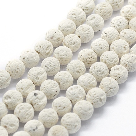 Fili di perle rotonde di roccia lavica naturale G-E508-04-10mm-1