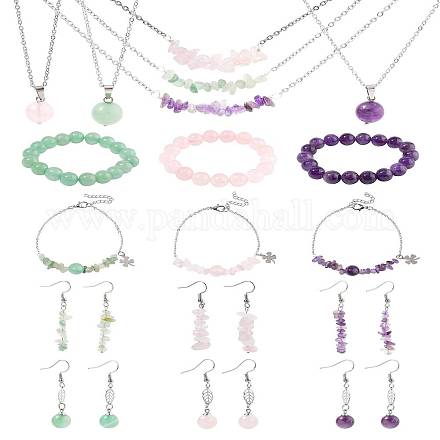 24 пара сережек-подвесок из хирургической нержавеющей стали 316 и ожерелья и браслеты из нержавеющей стали 304 SJEW-FS00007-1