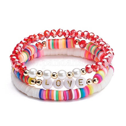 Wholesale Love Heart Beads Stretch Bracelets Set for Teen Girl Women 