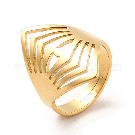 Ионное покрытие (ip) 201 регулируемое кольцо из нержавеющей стали с широким ушком для женщин RJEW-F131-04G-1