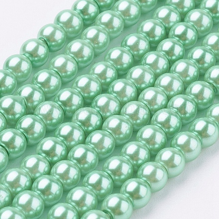 Umweltfreundliche runde Perlenstränge aus gefärbtem Glasperlen HY-A002-4mm-RB008N-1