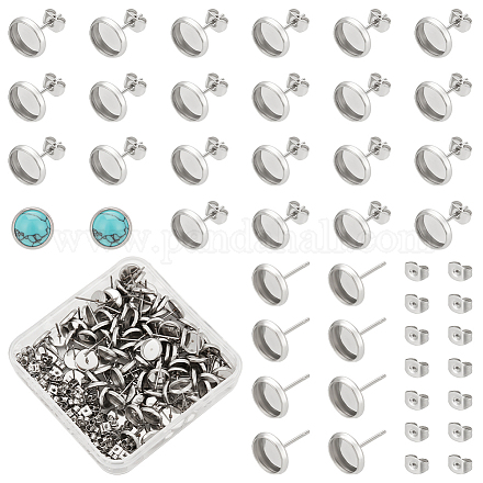 Плоские круглые серьги-гвоздики из нержавеющей стали 304 STAS-UN0060-72A-1