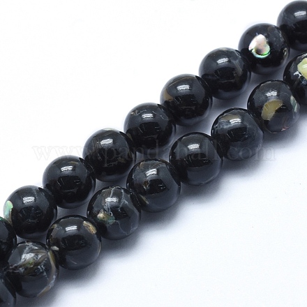 Chapelets de perles de coquillage de mer et turquoise synthétique G-G758-10-10mm-1