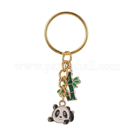 Schlüsselanhänger mit Emaille-Anhänger aus Panda- und Bambuslegierung KEYC-JKC00629-02-1