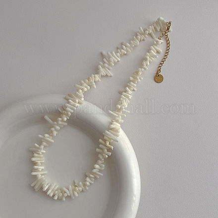 Ожерелья из бисера в стиле бохо из синтетического коралла NJEW-H047-11G-1