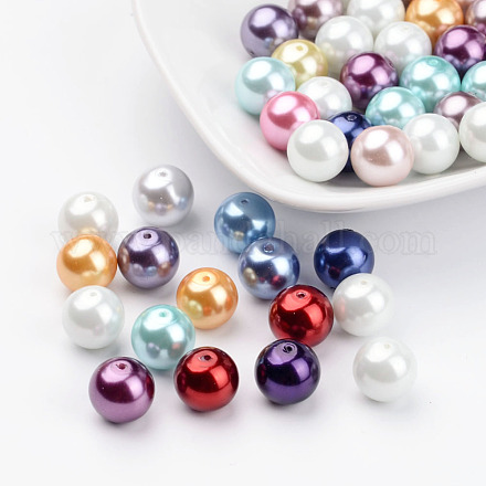 Perle tonde di perle di vetro tinte ecologiche X-HY-A002-10mm-M-1