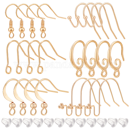 BENECREAT 36Pcs 6 Styles Brass French Earring Hooks KK-BC0010-19-1