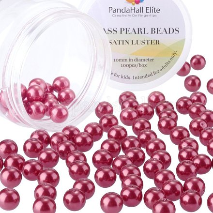 Pandahall Elite Perlen aus perlmuttfarbenem Glas mit runden Perlen HY-PH0001-10mm-038-1