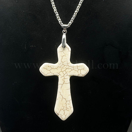 Модный стиль натуральный хаулит крест кулон попкорн цепь ожерелья XM3252-1