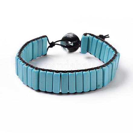 Synthetic Turquoise Beads Cord Bracelets BJEW-JB04146-1