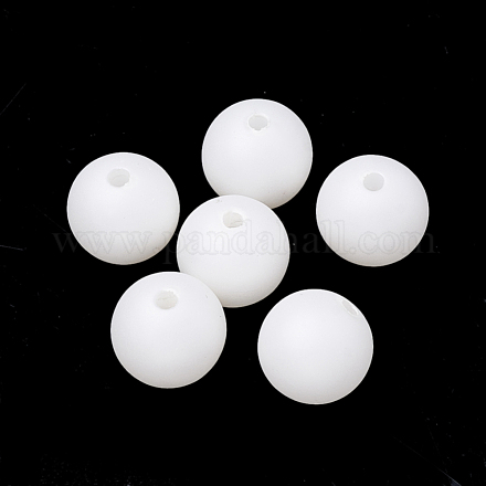 環境に優しいプラスチック模造真珠ビーズ  マット  グレードA  ラウンド  ホワイト  8x7.5mm  穴：1.5mm MACR-S289-8mm-01-1
