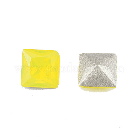 K9ガラスラインストーンカボション  尖ったバック＆バックメッキ  多面カット  正方形  黄水晶  8x8x4.5mm MRMJ-N029-19-01-1