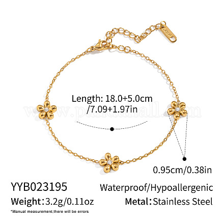 Браслеты-цепочки с цветочным узором из нержавеющей стали 304 DF0903-2-1