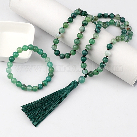 Ожерелья и браслеты с круглыми бусинами из натурального агата FS-WG9D102-20-1