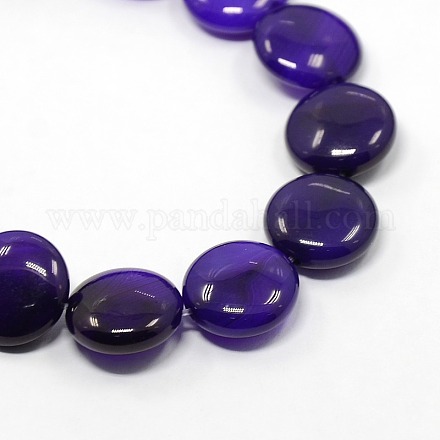 Natural Agate Flat Round Bead Strands G-N0073-16x6mm-25-1