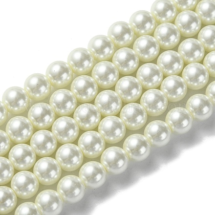 Brins de perles rondes en verre teinté écologique HY-A002-8mm-RB011-1