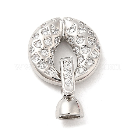 Rack Plating Brass Micro Pave Clear Cubic Zirconia Fold Over Clover Clasps KK-H447-05P-1