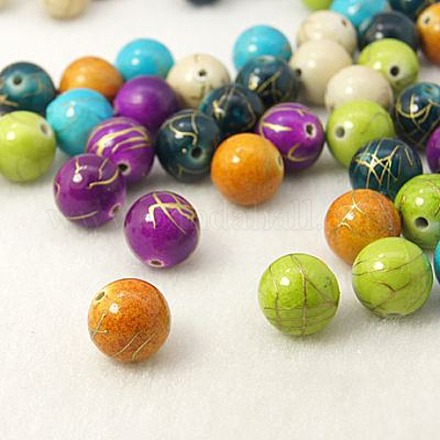Mixed Color Drawbench Acrylic Round Beads X-DACR-PAB276Y-M-1