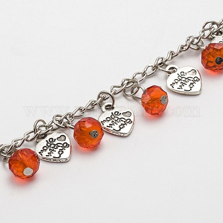 Chaînes avec perles en rondelles facettées en verre manuelles pour réaliser de colliers et bracelets AJEW-JB00088-06-1