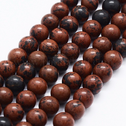 Natural Mahogany Obsidian Beads Strands G-K261-03-10mm-1