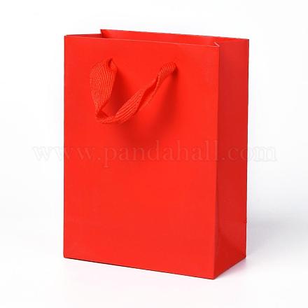 クラフト紙袋  ハンドル付き  ギフトバッグ  ショッピングバッグ  長方形  レッド  16x12x5.9cm AJEW-F005-03-A-1