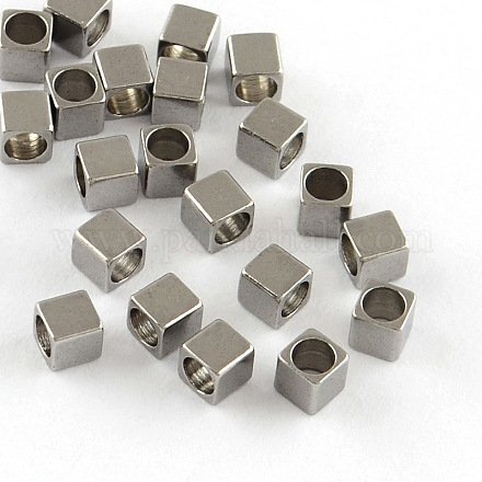 201 perles d'espacement cube en acier inoxydable STAS-S040-10-1