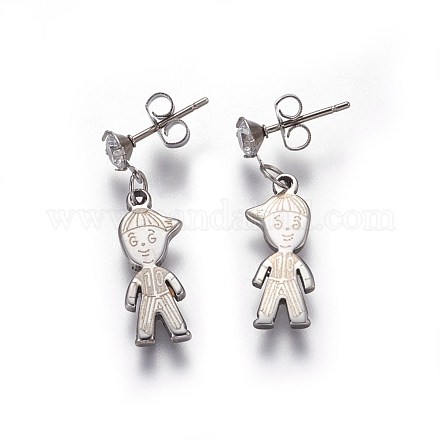 (vente d'usine de fêtes de bijoux) 304 boucles d'oreilles pendantes en acier inoxydable EJEW-O089-23P-1
