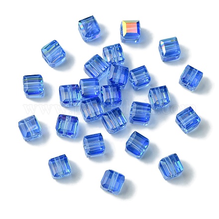 100шт прозрачные гальванические стеклянные бусины GLAA-K064-08A-AB03-1