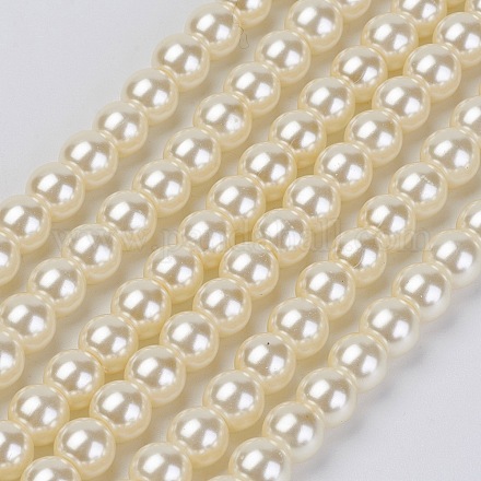 Hebras de perlas de vidrio teñidas ecológicas X-HY-A008-6mm-RB003-1