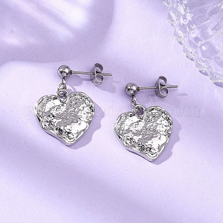 Серьги-гвоздики из текстурированного сплава в форме сердца EJEW-JE06810-1