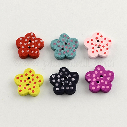 2-Hole Printed Wooden Buttons BUTT-R031-240-1