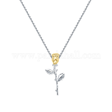 Collana con pendente in argento sterling placcato rodio con fiore per San Valentino GQ1752-1